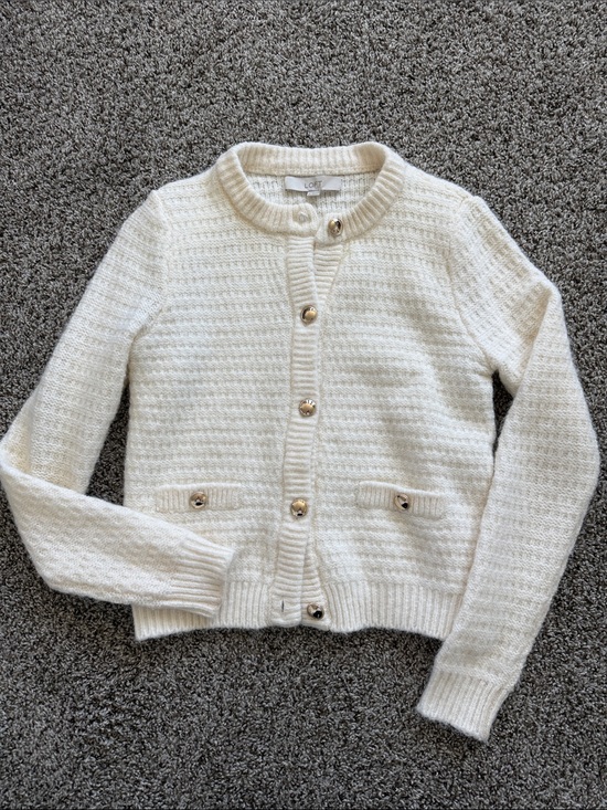 LOFT Sweaters - LOFT Cream Knit Button-Up Cardigan Sweater